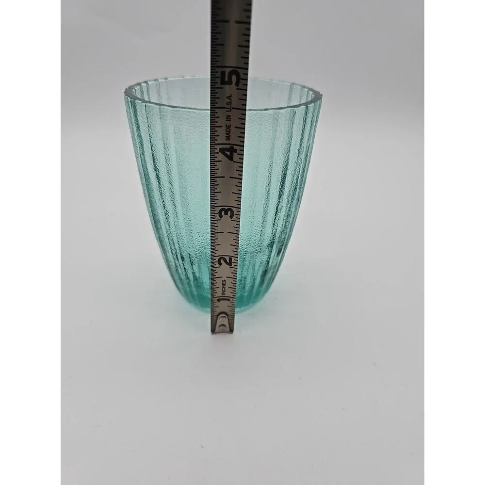 100% Recycled Ribbed Glass Vase ATE13 Aqua Colored Glass